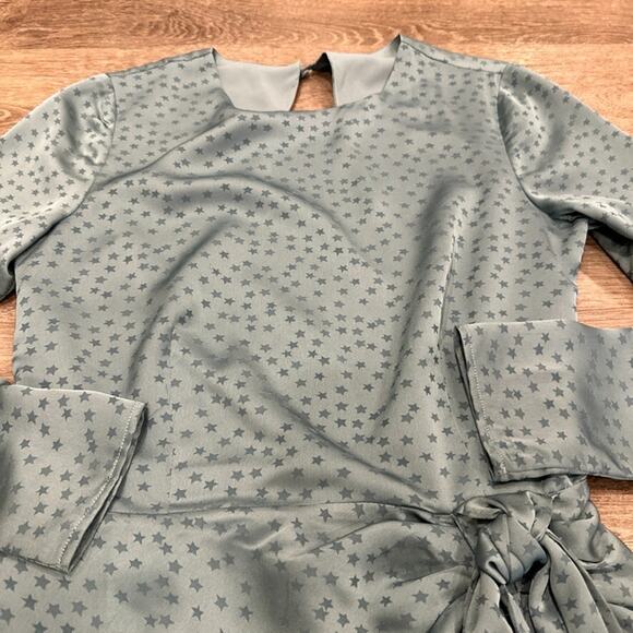 Lovers +‎ Friends Womens Small Sabina Mini Dress Satin Star Blue Green Open Back - Picture 2 of 8